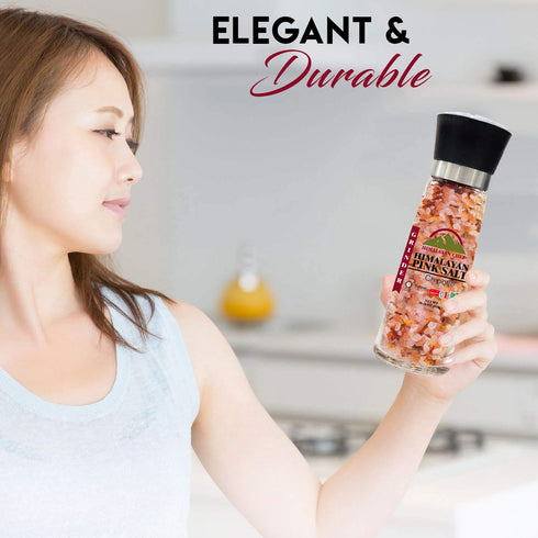 Pink Salt + Red Crushed Pepper Large Glass Grinder - 0.78 lbs. | Himalayan Chef